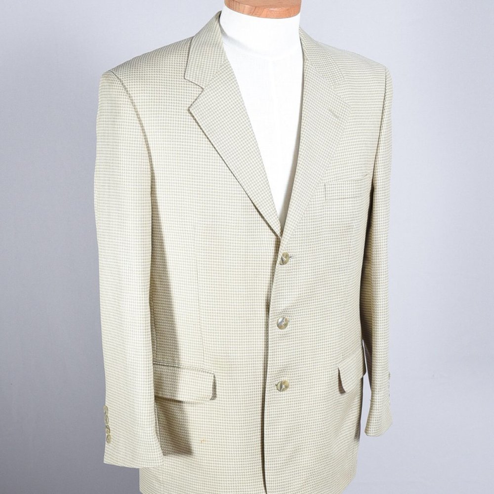 Jones Newyork Men Coat Blazer Wool Silk Beige/Cream R40